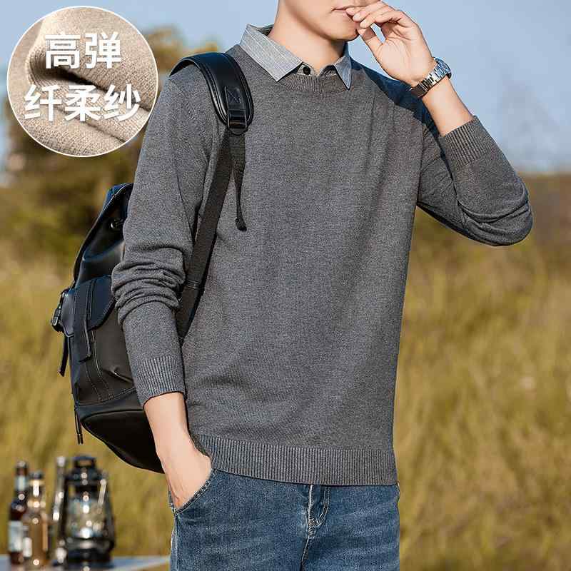 メンズ ニットセーター 秋冬 ビジネス シャツカラー 保暖 レイヤード トレンド 暖か 保温性 通勤用 襟付き スタンドカラー ニットトップス ウール調 快適 スタイリッシュ 4,662円