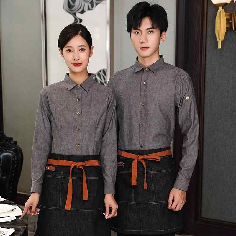 ユニフォーム 男女兼用 長袖 中華 レトロ お持て成し員用 やり方服 飲食店 泊まり 食べ物屋 かまい付ける 制服 御厨子所相応う 今めかしい