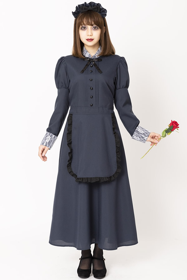 洋館水仕女 コスプレ 洋館メイド ホーンテッドドールver 薔薇跡供 ホーンテッドマンション 服 ハロウィン コスプレ 舞台衣装 化の皮 化けの皮 裏方要脚 おとな インスタ ローズ付き 8550 Silk Music Com