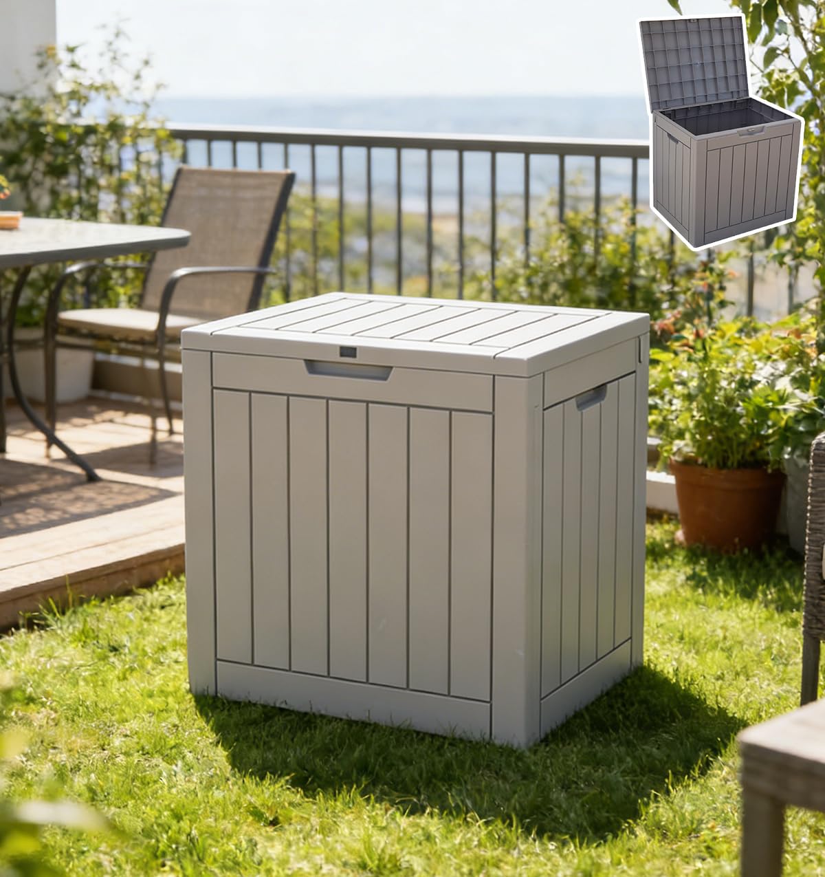 室外納めるボックス席 118L 大静電容量 屋根裏部屋 室外 室外納める庫 幅56.1*奥ぶかさ43.4*高さ53.4糎 雨合羽 耐侯 ベンチストッカー バス発着場 置き配 紙くずかご 庭園 庭 回廊 脂製 牢固たる 今めかしい (赤銅色)