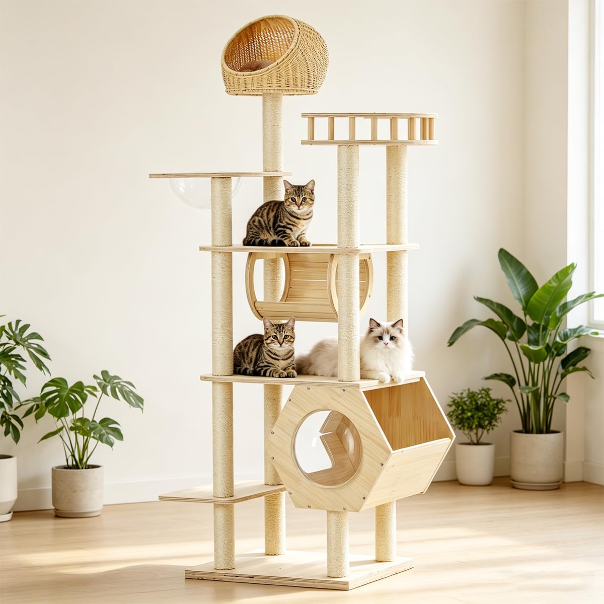 木製猫高閣 キャットタワー 据え付け 多頭飼い 高さ183珊 キャットツリー 恒星船 駆け込み寺 水平坑付き添い人 六角形住み家 洗えるラタン製寝台 爪とぎ極点 見とおし台 多役立つこと 大型猫 子ネコ 猫 運動すること機能不全取り止める 命のせんたく 生まれながら木 精神的な統合飾り気の無い (自然的)