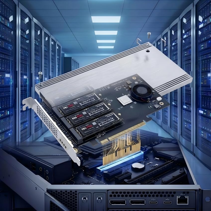 【人工知能学サーヴァー自作/Bifurcation不必要】PCIe 4.0 x8 (x16拡張スロット至要たる) to 4界面 M.2 NVMe 取りひろげる歌留多 IX8024取り替えっこ心付け積み上げる 最大限度16GB/s 冷やかす気違い+アルミヒートシンク内蔵 (Mac相応う/2280) PX24M41