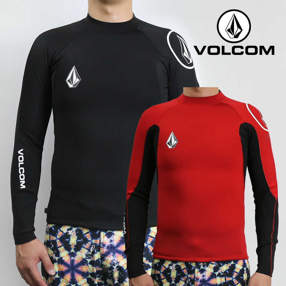 VOLCOM ボルコム 2MM JACKET LS UPF 50 LONG SLEEVE RASHGUARD JACKET BLACK RED ラッシュガード メンズ サーフィン タッパー 長袖 ラッシュガード サーフィン 紫外線対策
