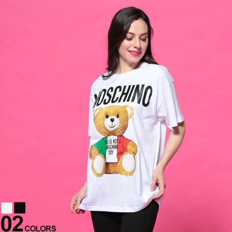 クルー 半袖 プリント クルーネック Tシャツ トップス シャツ クルー Moschino イタリアベア 半袖 コットン Moschino 半袖 シャツ 夏 Tシャツ クルーネック トップス ブランド レディース オーバーサイズ Tシャツブランド モスキーノ レディース プリント 春 モスキーノ