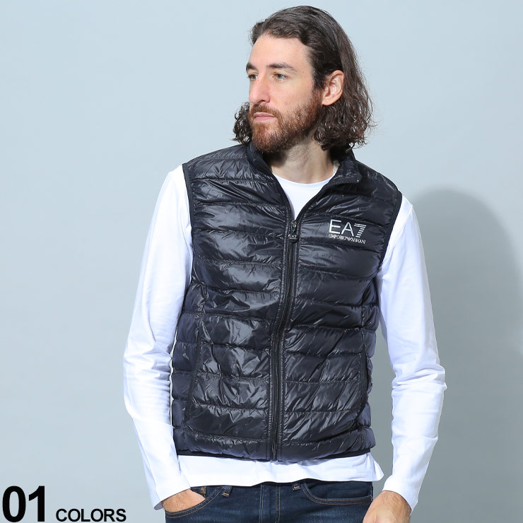 Emporio Armani Ea7 エンポリオアルマーニ 胸ロゴ フルジップ ライトダウン ベストブランド メンズ 男性 アウター ブルゾン インナー ダウン Ea78npq01pn29z 限 定 販 売