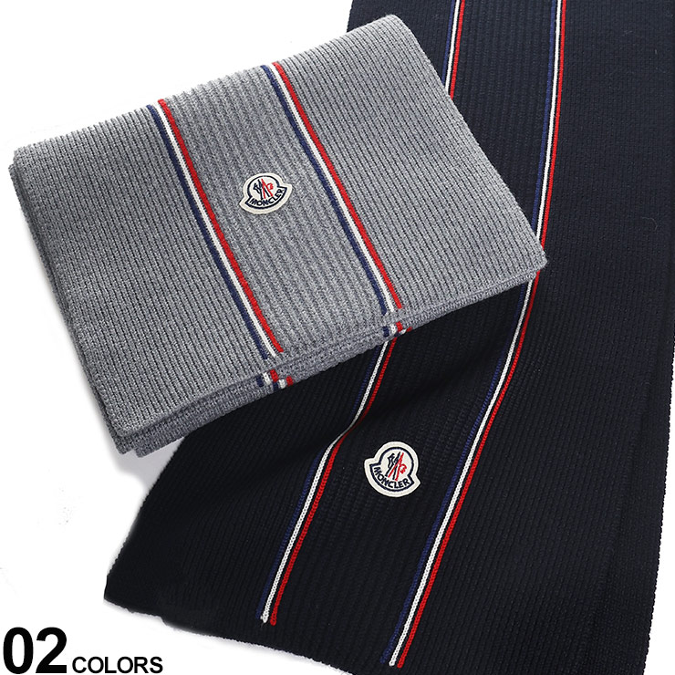 MONCLER トリコロールカラー　ウールマフラー 楽天市場】MONCLER (モンクレール) トリコロール リブ マフラー