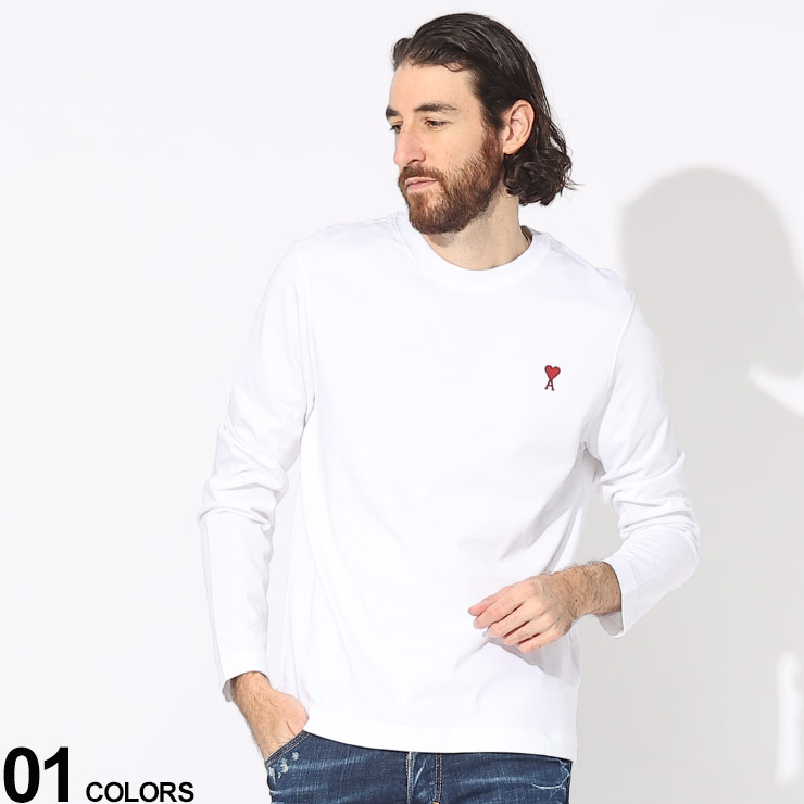 AMI PARIS 関税送料込 Ami de Coeur 長袖Tシャツ ホワイト Ami De Coeur ロングスリーブ Tシャツ ホワイト | AMI PARIS
