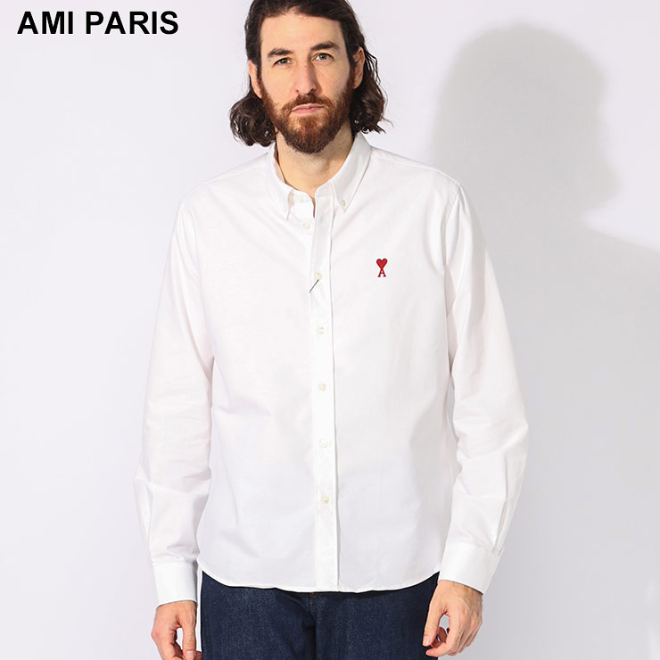 【AMI PARIS】アミパリス シャツ アイボリー 長袖 Ami De Coeur ロングスリーブ Tシャツ ホワイト | AMI PARIS