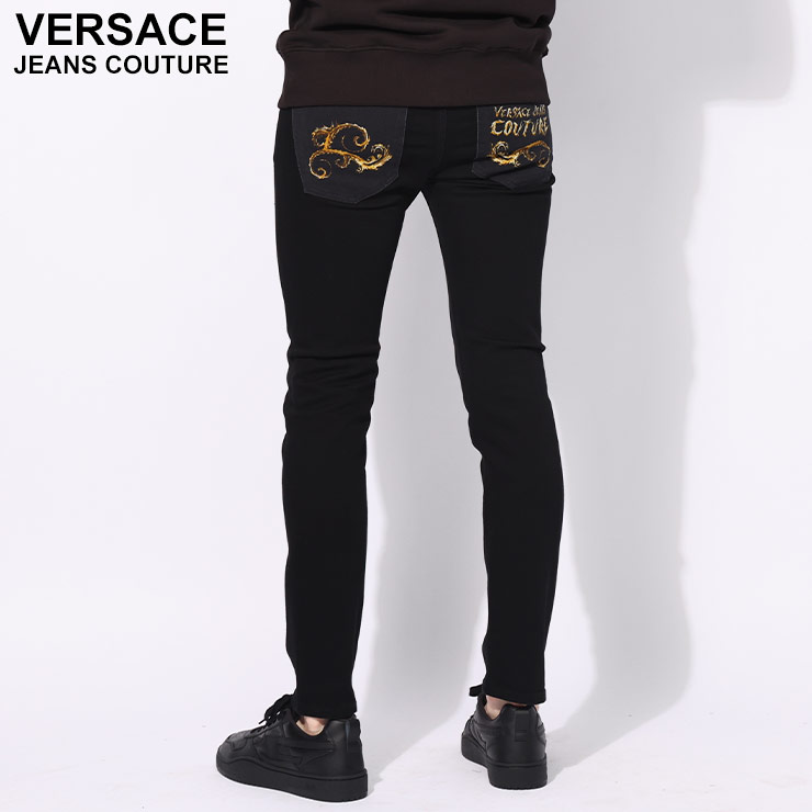 ヴェルサーチェ ジーンズ クチュール VERSACE JEANS COUTURE バックロゴ メタルパッチ ジップフライ ストレートジーンズ VC77GAB5DM ブランド メンズ 男性 ボトムス パンツ ジーンズ デニム