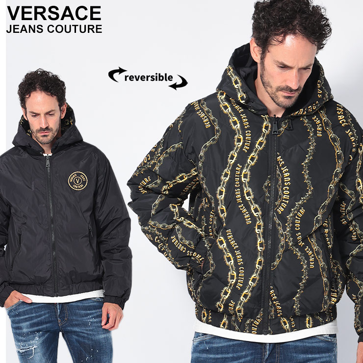 クリーニング済 VERSACE ファー付コート ロングコート カシゴラ フォックスファー付き 着丈87cm