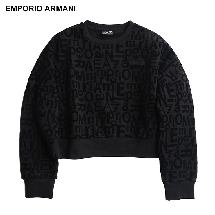 エンポリオアルマーニ EMPORIO ARMANI 総ロゴ クルーネック トレーナー EA7L7W0002AF101 ブランド レディース トップス トレーナー プルオーバー 裏起毛 秋冬