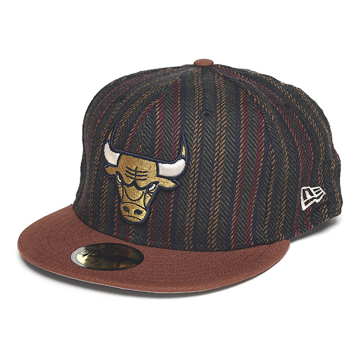 NEW ERA (ニューエラ) ウール混 ヘリンボーン ブルズロゴ フラットキャップ 7|7/8サイズ 60586713 大きいサイズ メンズ キャップ 帽子 ベースボールキャップ 秋冬 小物