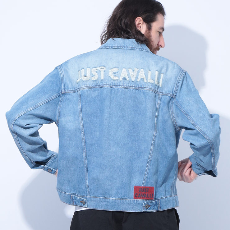 ジャスト カヴァリ Just cavalli ロゴ フルボタン デニムジャケット JC78OAS45R ブランド メンズ 男性 アウター ジャケット デニム Gジャン ジージャン｜原宿ゼンモール