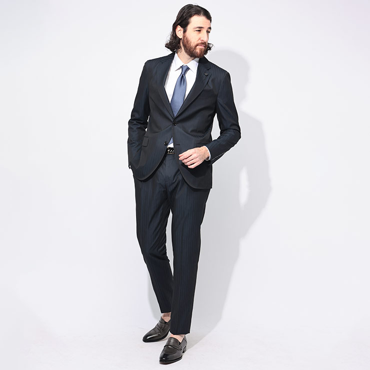 ラルディーニ LARDINI 縞模様 シングル 一タック 背広 SOLARO