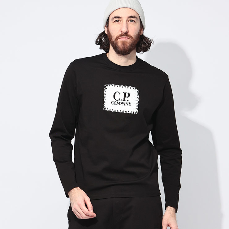 シーピーカンパニー C.P COMPANY ロゴプリント クルーネック 長袖 Tシャツ LOGO CPTS137A005100W ブランド メンズ 男性 トップス Tシャツ ロンT コットン プリント