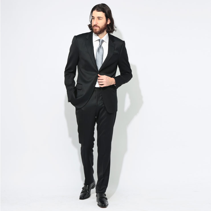EMPORIO ARMANI (エンポリオアルマーニ) 羊毛 無地 シングル 上衣 否タック 背広 EA1973TE14105 ブランド名 メンズ 成人男性 背広 フォーマル 商行為 冠婚葬祭 礼服