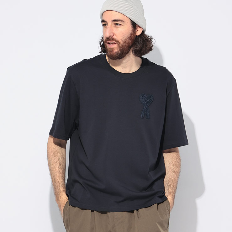 アミパリス AMI PARIS ロゴパッチ クルーネック 半袖 Tシャツ AMHTS055726 ブランド メンズ 男性 トップス Tシャツ コットン シンプル 春 夏