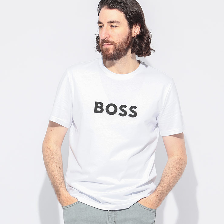 ヒューゴボス HUGO BOSS ロゴタイプ刷り上げる 労働者の一団のど首 半袖 ティーシャツ HB50491706 ブランド名 メンズ 成人男性 トップス ティーシャツ 綿織物 刷り上げる 春 夏 Tシャツ・カットソー-メンズファッション-トップス