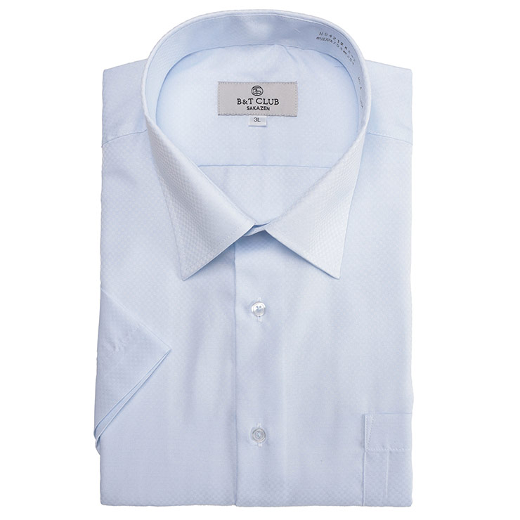B＆T CLUB (ビーアンドティークラブ) 形態安定 ワイドカラー 半袖 ワイシャツ RELAXBODY HB4212KR 大きいサイズ メンズ ビジネス ワイシャツ 半袖 ノーアイロン 柄 ビジネスシャツ