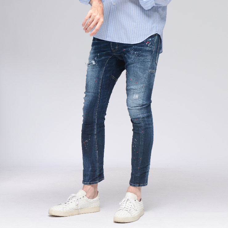 ディースクエアード DSQUARED2 ミディアム イージー レッドスポットウォッシュ バイカー ジーンズ デニムパンツ BIKER D2LB1735S30664 ブランド メンズ 男性 ボトムス ジーンズ デニム パンツ タイト 細身|原宿ゼンモール
