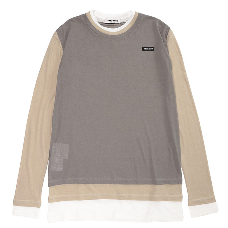 2024 MIU MIU ミュウミュウ コットンジャージー長袖Tシャツ XL 2024 MIU MIU ミュウミュウ コットンジャージー長袖Tシャツ XL 中古