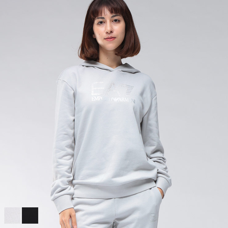 エンポリオアルマーニ EMPORIO ARMANI EA7 ラインストーンロゴ プルオーバー パーカー EA7LW537AF15831 ブランド レディース トップス パーカー プルパーカー 裏毛|原宿ゼンモール