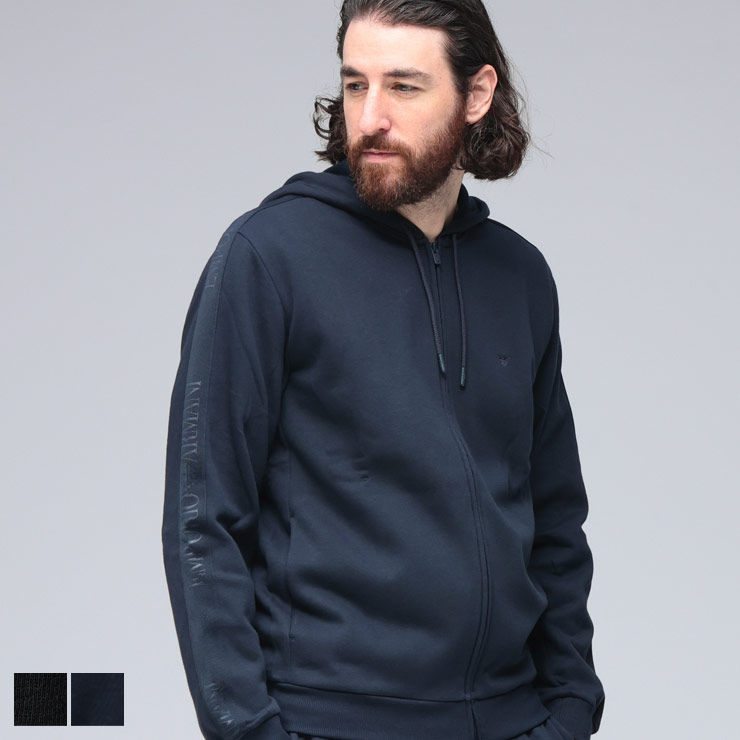 エンポリオアルマーニ EMPORIO ARMANI 裏フリース サイドライン フルジップ パーカー EAUEM000653 ブランド メンズ 男性 トップス パーカー フード ジップ 裏起毛 秋 冬｜原宿ゼンモール