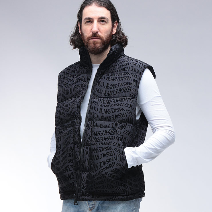 ヴェルサーチェ ジーンズ クチュール VERSACE JEANS COUTURE リバーシブル リクウィファイ ロゴ フルジップ ダウンベスト VC79GAUD22 ブランド メンズ 男性 アウター ベスト スタンド ダウン 秋 冬