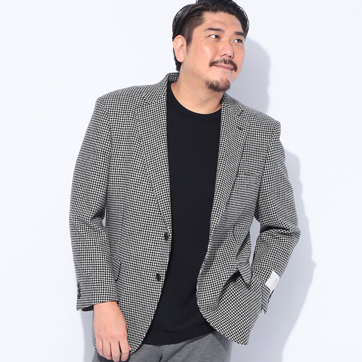 B＆T CLUB (ビーアンドティークラブ) ICHITEKI JAPAN FABRIC シングル 2ツ釦 ジャケット 【3L 4L 5L 6L 7L】 612525125A89717 大きいサイズ メンズ アウター ジャケット ビジネス フォーマル テーラード 千鳥柄 ウール