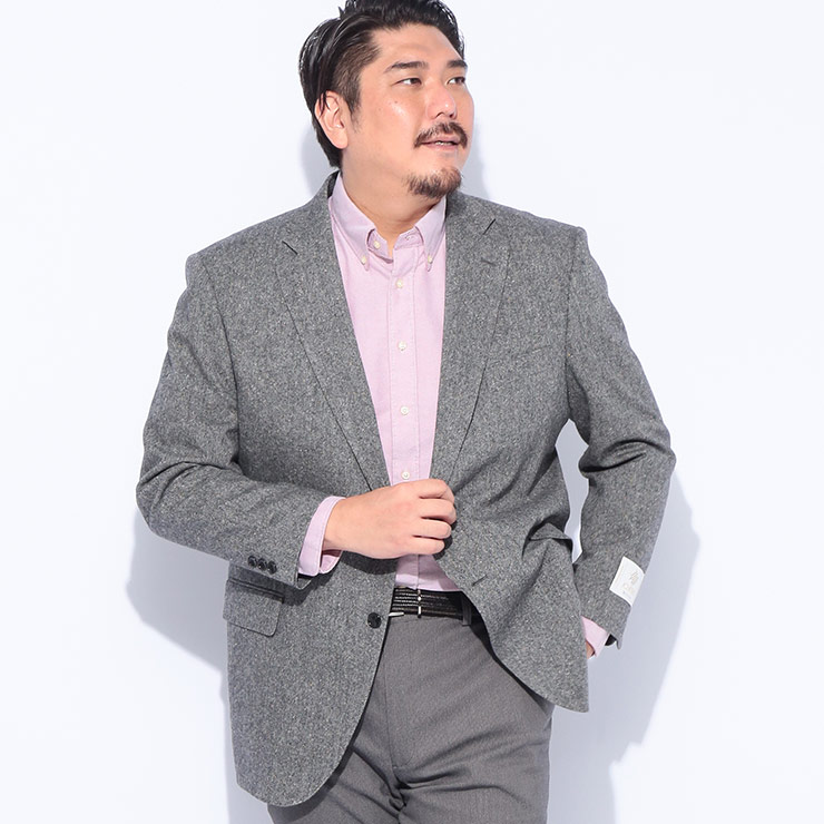 B＆T CLUB (ビーアンドティークラブ) ICHITEKI JAPAN FABRIC シングル 2ツ釦 ジャケット 【3L 4L 5L 6L 7L】 612525225A89717 大きいサイズ メンズ アウター ジャケット ビジネス フォーマル テーラード ウール