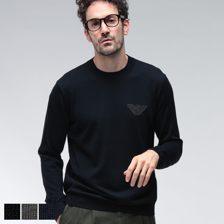 エンポリオアルマーニ 編み物 トップス EMPORIO ARMANI メンズ 鷲継ぎ切れ 労働者の一団のど首 プルオーバー EAEM2419AF14158 ブランド名 分かりやすい 心地好い 成年者 メンズファッション-トップス-ニット・セーター