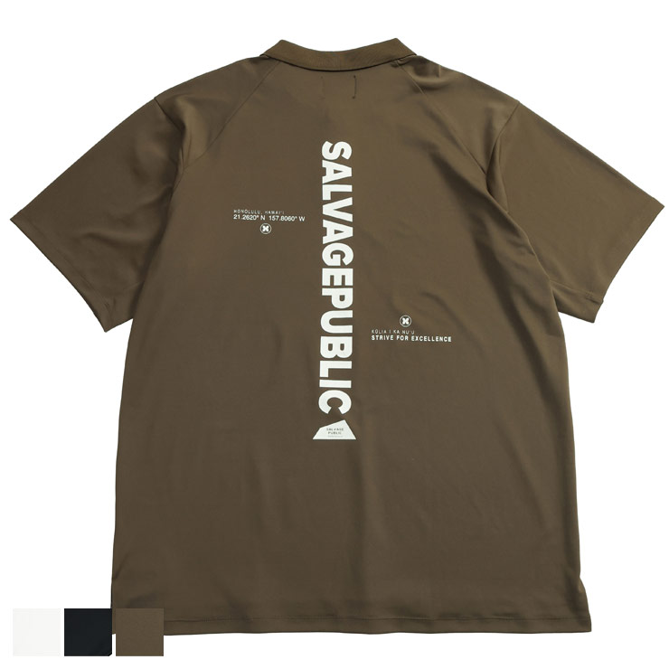 【完全別注 L LL】SALVAGE PUBLIC Kolepa サルベージパブリックコレパ 半袖 ポロシャツ L LL 大きいサイズ メンズ スムース サークルロゴ Smooth Polo S/S L-LL ゴルフ トップス ハワイ 機能性 ホワイト ブラック カーキ