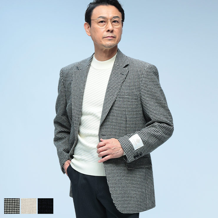 VITTORIO VENETO (ヴィットリオヴェネト) ICHITEKI JAPAN FABRIC 総柄 シングル 2ツ釦 ジャケット 612520125A1834 メンズ ビジネス 紳士 アウター ジャケット テーラード フォーマル チェック柄 千鳥柄