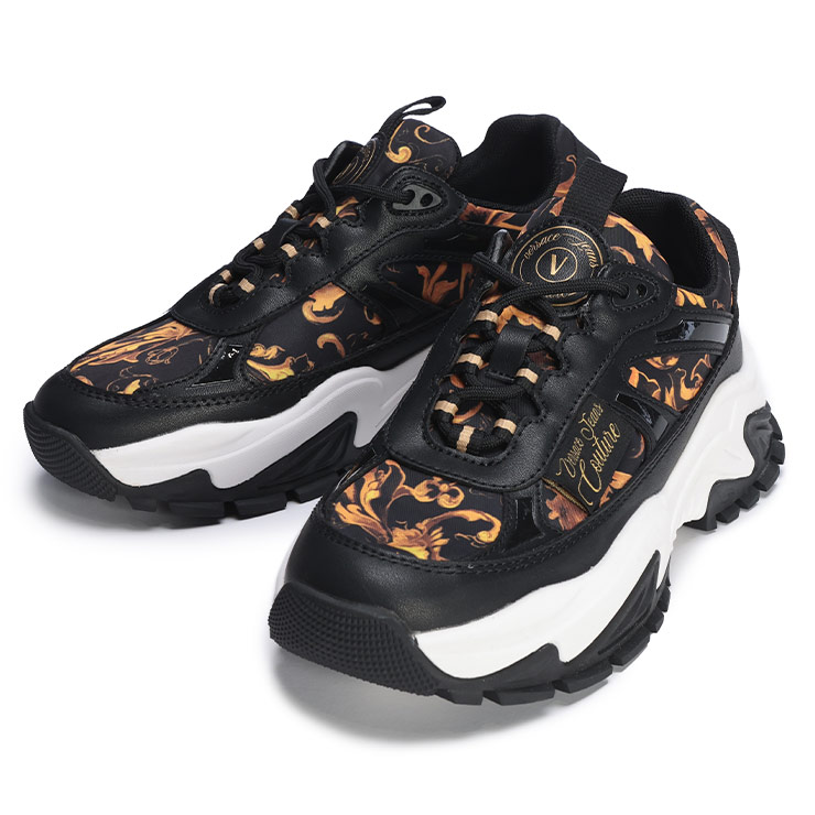 ヴェルサーチェ ジーンズ クチュール シューズ スニーカー レディース VERSACE JEANS COUTURE ポーセリンバロッコ ローカット レザースニーカー VCL79VA3SVG ブランド 靴 レースアップ 厚底 24,010円