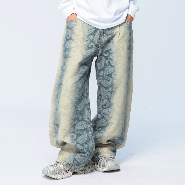 WOODENDOLL (ウッディンドール) ペイズリージャカード デニム パンツ WD25AW010 メンズ ユニセックス ボトムス パンツ ジーンズ ジーパン 柄 ワイドパンツ