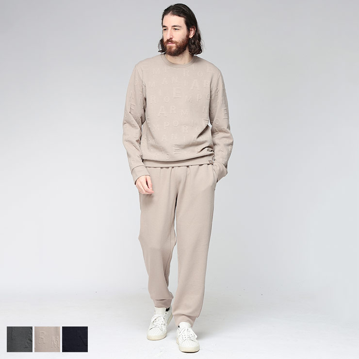 エンポリオアルマーニ セットアップ 上下セット EMPORIO ARMANI メンズ 総ロゴ スウェット トレーナー パンツ セットアイテム ルームウェア EAUEM001922 ブランド 大人 シンプル