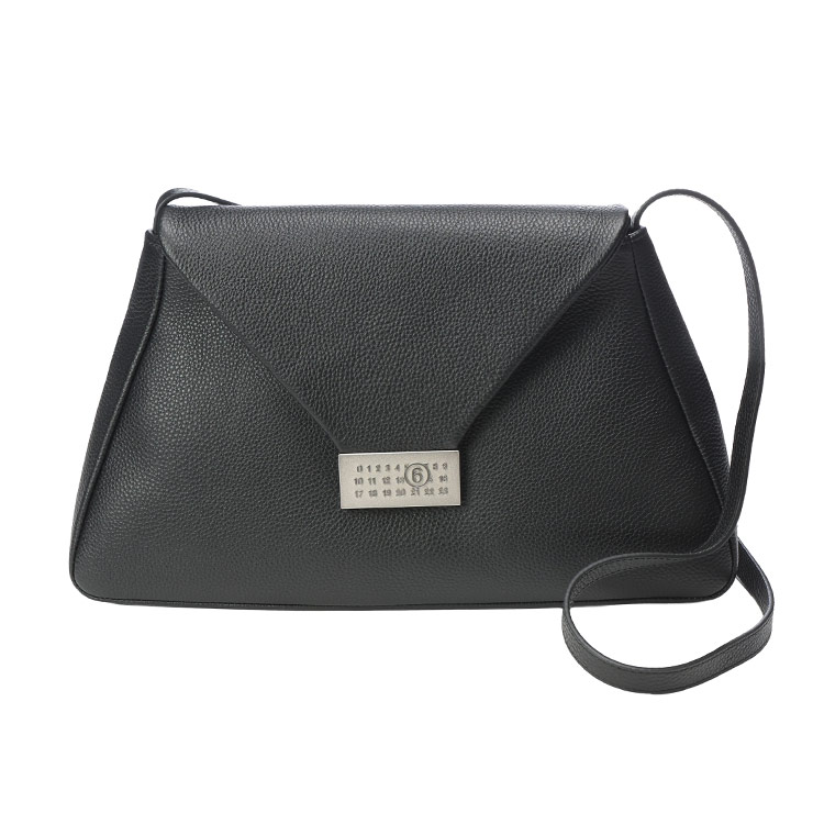 エムエムシックス メゾン マルジェラ バッグ レディース MM6 Maison Margiela ナンバリング ロゴ グレインレザー ショルダーバッグ NUMERIC SHOULDER NEW MM6LSB5ZH0023 ブランド 鞄 ブラック プレゼント ギフト 60,440円
