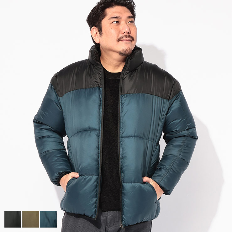 B＆T CLUB ビーアンドティークラブ 中綿ブルゾン 3L 4L 5L 6L 7L 8L 9L 高密度リップ バイカラー切り替え スタンド アウター ジャケット 高密度綿 軽量 大きいサイズ メンズ ブラック&times;ブラック ブラック&times;カーキ ブラック&times;ブルー｜原宿ゼンモール 7,920円