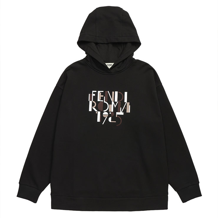 フェンディ フーディ レディース FENDI 永遠の都 ロゴタイプ 刷り上げる 汗水 ティーシャツ パーカー FDLFS9755AVFA ブランド名 トップス 黒いこと