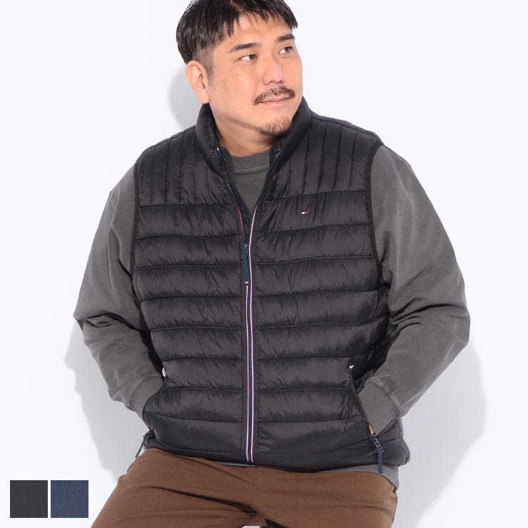 TOMMY HILFIGER (トミーヒルフィガー) キルティング フルジップ 中綿ベスト 159AN478D22 大きいサイズ メンズ アウター ベスト スタンド ジップ 防寒 秋 冬