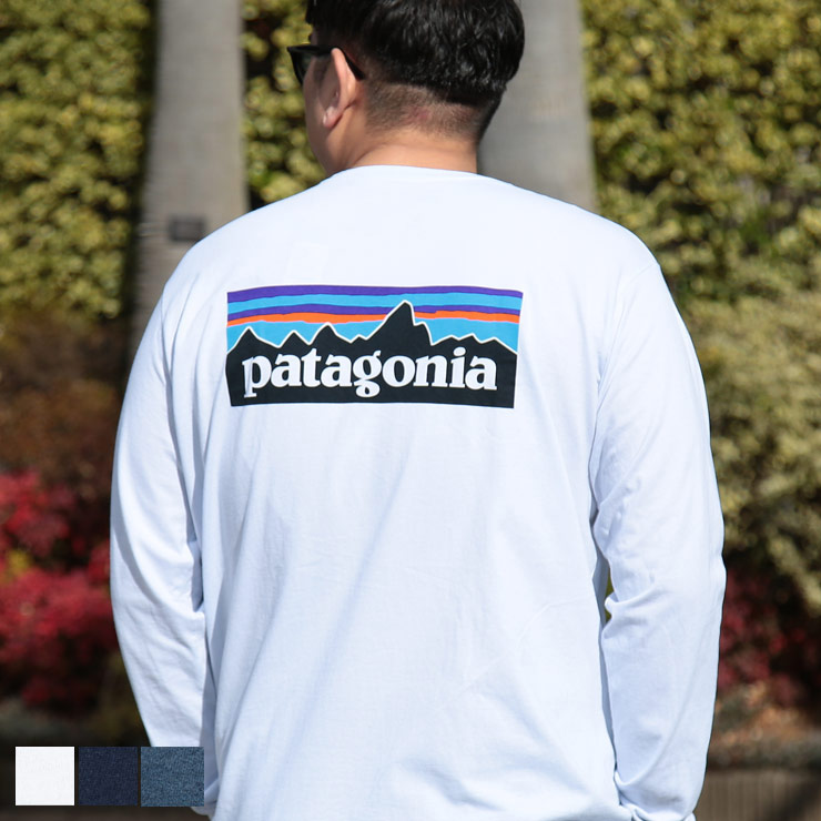 Patagonia (パタゴニア) Tシャツ 長袖 38518D22 大きいサイズ メンズ バックロゴ クルーネック P-9 LOGO RESPONSIBILI-TEE トップス キングサイズ ロンT プリント