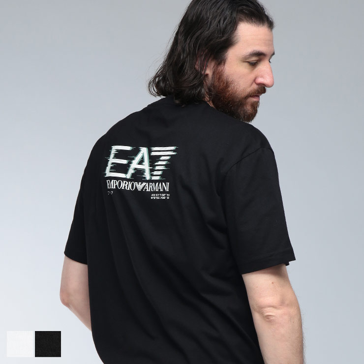 エンポリオアルマーニ Tシャツ メンズ EMPORIO ARMANI ロゴ ヴィジビリティロゴ プリント クルーネック コットン 半袖 Tシャツ EA7M1327AF17789 ブランド トップス ホワイト ブラック
