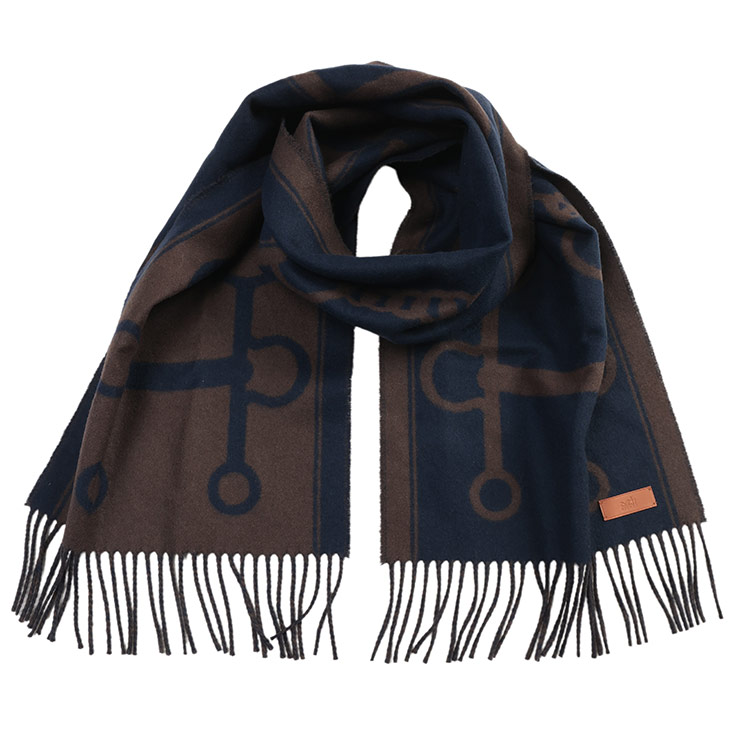 エルメス メンズ マフラー HERMES カシミヤ100% フリンジ モール マフラー HERH259157S ブランド 小物 ネイビー プレゼント ギフト|原宿ゼンモール