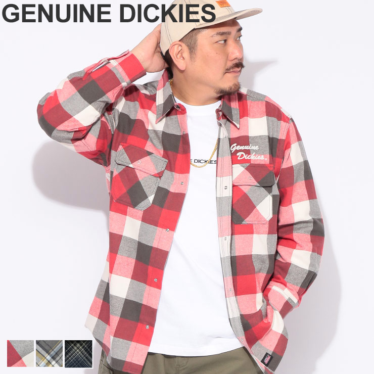 シャツ 長袖 メンズ 大きいサイズ チェック柄 刺繍ロゴ トップス カジュアル チェックシャツ 秋 冬 GENUINE DICKIES (ジェニュインディッキーズ) 61604010