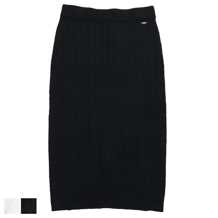 アルマーニ エクスチェンジ レディース スカート ARMANI EXCHANGE ロゴプレート サマーニット ジャガード タイト ニットスカート AEL8NYN9AYMH6Z ブランド ボトムス ホワイト ブラック 14,964円