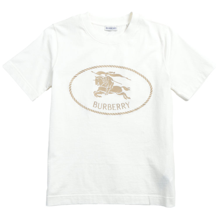 バーバリー レディース Tシャツ 半袖 BURBERRY ロゴ 刺繍 ナイトスタンプ クルーネック Tシャツ BBL81098171 ブランド トップス ホワイト