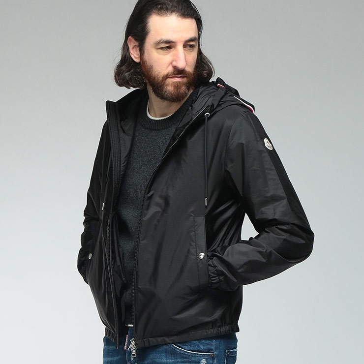 モンク軌跡 メンズ 上衣 MONCLER ロゴタイプ ワンポイント ナイロン フルジップ パーカー GRIMPEURS グリンパー MCGRIMPEURS6 ブランド名 アウター 黒いこと