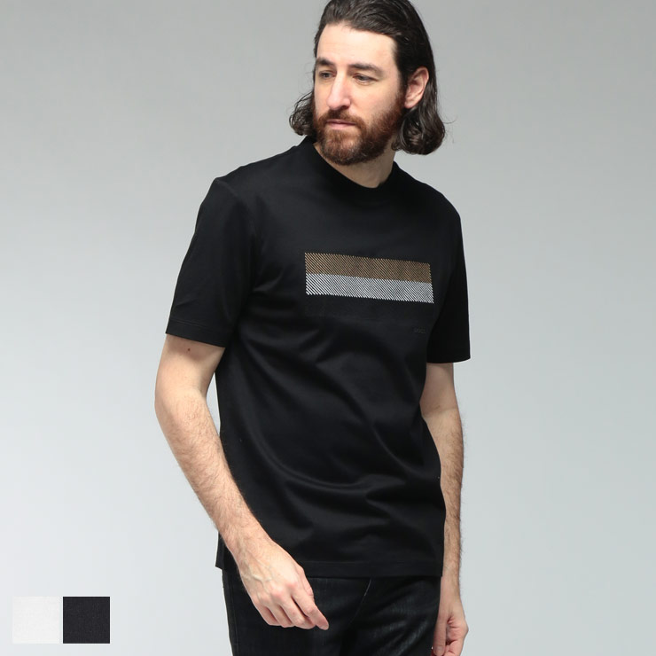 ヒューゴボス メンズ プルオーバー 半袖 HUGO BOSS ロゴタイプ 向こう正面絵図面 労働者の一団のど頚 カットソー HB50556354 ブランド名 トップス 白いこと 黒いこと