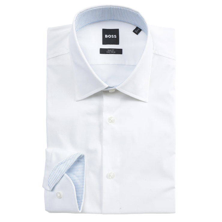 ヒューゴボス メンズ ドレスシャツ 長袖 HUGO BOSS イージーアイロン ストレッチ ワイドカラー ビジネス シャツ SLIMFIT スリムフィット HB50555668 ブランド トップス ワイシャツ