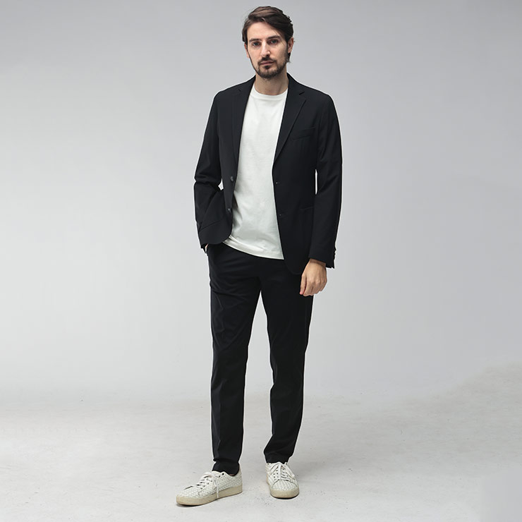 ヒューゴボス メンズ スーツ HUGO BOSS ストレッチナイロン シングル ジャケット パンツ セットアップ スーツ HBHG10245125 ブランド スーツ ブラック｜原宿ゼンモール